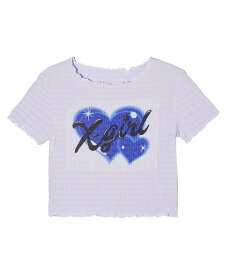 X-girl HEART AIRBRUSH SHIRRED S/S TOP トップス X-girl エックスガール トップス カットソー・Tシャツ パープル ホワイト【送料無料】