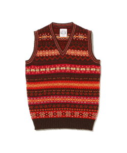 BEAMS PLUS �y�ʒ��zJamieson's / Fairsile V-Neck Knit Vest �r�[���X ���� �g�b�v�X �j�b�g �x�[�W�� �O���[�� �u���E���y���������z