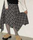 アシンメトリーチェック フレアスカート chw26a059