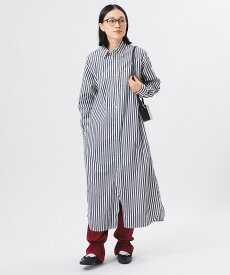 BEAMS BOY 【期間限定10％ポイントバック】BEAMS BOY / ストライプ ボタンダウン ロングスリーブ シャツワンピース ビームス ウイメン ワンピース・ドレス ワンピース ブラック ネイビー【送料無料】