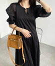 袖楊柳シアー美ラインワンピース