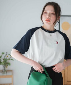 WEGO LADY'S USPOLOワンポイントTシャツ ウィゴー トップス カットソー・Tシャツ ネイビー ブルー ブラウン グリーン レッド ホワイト ブラック