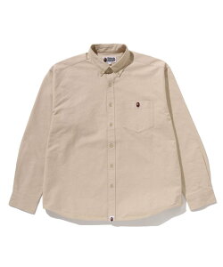 A BATHING APE ONE POINT LINE CAMO JACQUARD OXFORD LS SHIRT �A �x�C�V���O �G�C�v �g�b�v�X �V���c�E�u���E�X �x�[�W�� �z���C�g �u���[�y���������z