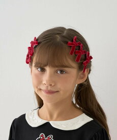 Lycee mine ベロアリボンミニクリップ6コセット ナルミヤオンライン ヘアアクセサリー その他のヘアアクセサリー グレー ピンク