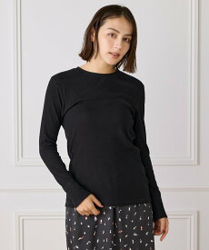 I.T.'S. international ランダムテレコクルーネックプルオーバー イッツインターナショナル トップス カットソー・Tシャツ ブラック【送料無料】