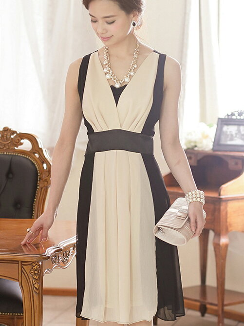 Pourvous スタイルアップバイカラードレス Rakuten Fashion 楽天ファッション 旧楽天ブランドアベニュー J