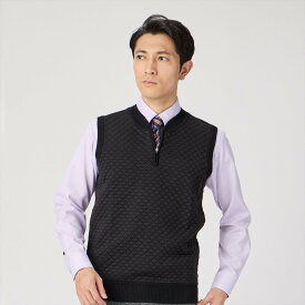 【SALE／22%OFF】BRICK HOUSE by Tokyo Shirts キーネックジップキルト ニットベスト メンズ BM05I501DS50V00-49 トーキョーシャツ トップス ベスト・ジレ ブラック【送料無料】