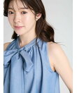 【洗える】ホットフィットヘムバルーンボウタイブラウス