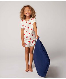 PETIT BATEAU ハートプリント半袖パジャマ プチバトー インナー・ルームウェア パジャマ ホワイト【送料無料】