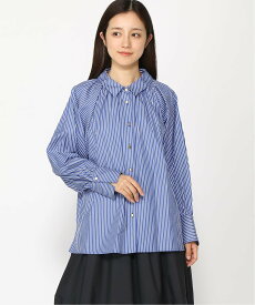 【SALE／30%OFF】Doubleface Tokyo シャツ:ストライプギャザーシャツ ダブルフェーストーキョー トップス シャツ・ブラウス ブルー ベージュ【送料無料】