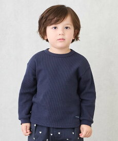 petit main 【GOODPRICE】ワッフル長袖Tシャツ ナルミヤオンライン トップス カットソー・Tシャツ ピンク ネイビー ブルー ブラウン グリーン ベージュ グレー