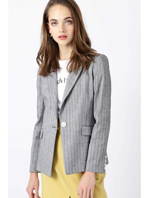 Pinky Dianne ドラマ内田有紀さん着用 綿麻ストライプテーラードジャ