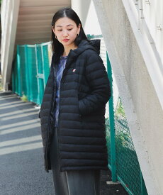 Ray BEAMS 【ミドル丈/ライトダウン/軽量】DANTON / MIDDLE DOWN HOODED COAT 25AW ダウンコート 通勤通学 ビームス ウイメン ジャケット・アウター ダウンジャケット・ダウンベスト ブラック【送料無料】