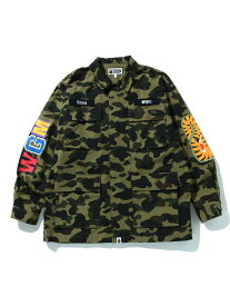 A BATHING APE 1ST CAMO SHARK RELAXED FIT MILITARY SHIRT M ア ベイシング エイプ トップス シャツ・ブラウス グリーン イエロー【送料無料】