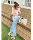 ストレッチセミフレアデニムパンツ