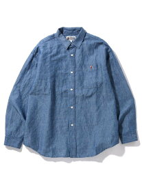 A BATHING APE CHAMBRAY LOOSE FIT SHIRT M ア ベイシング エイプ トップス シャツ・ブラウス ブルー【送料無料】