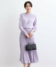 【SALE／52%OFF】INDIVI 【洗える/ウエストゴム】フィット&フレア ニットワンピース インディヴィ ワンピース・ドレス その他のワンピース・ドレス ホワイト ピンク パープル ブルー【送料無料】