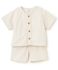 【SALE／40%OFF】petit main 布帛半袖セットアップ ナルミヤオンライン トップス アンサンブル ベージュ ブルー