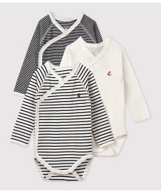 PETIT BATEAU マリニエール長袖あわせボディ3枚組 プチバトー マタニティウェア・ベビー用品 ベビー肌着・新生児服【送料無料】