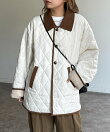 襟コーデュロイキルティングブルゾン