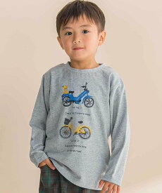 【SALE／30%OFF】Noeil aime BeBe 自転車プリント天竺ドロップショルダーTシャツ(80~130cm) ベベ オンライン ストア トップス カットソー・Tシャツ グレー イエロー