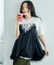 レースキャミ ドッキングTシャツ