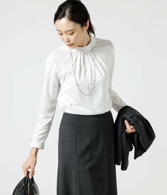 【SALE／45%OFF】NEWYORKER WOMEN ポリエステルスムース 長袖ハイネックカットソー(2023年秋冬商品) ニューヨーカー トップス カットソー・Tシャツ ホワイト グレー【送料無料】