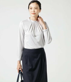 【SALE／45%OFF】NEWYORKER WOMEN ポリエステルスムース 長袖ハイネックカットソー(2023年秋冬商品) ニューヨーカー トップス カットソー・Tシャツ ホワイト グレー【送料無料】