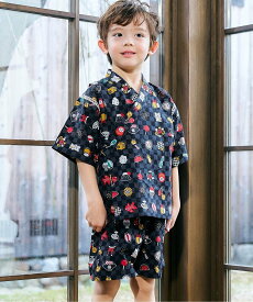 【SALE／44%OFF】apres les cours 【リンク】アプレのはんなりBOYS甚平 エフオーオンラインストア 着物・浴衣・和装小物 浴衣 ベージュ ホワイト ブルー