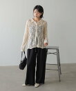 透かし編みニットトップス