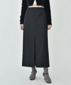 【SALE／40%OFF】DRESSTERIOR CODE A ｜ wool stripe slit long skirt ドレステリア スカート ロング・マキシスカート ブラック ベージュ【送料無料】