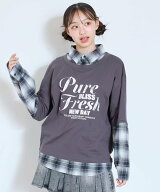 Lovetoxic 【LTXC】フェイクレイヤードチェックシャツチュニックワンピ ナルミヤオンライン ワンピース・…