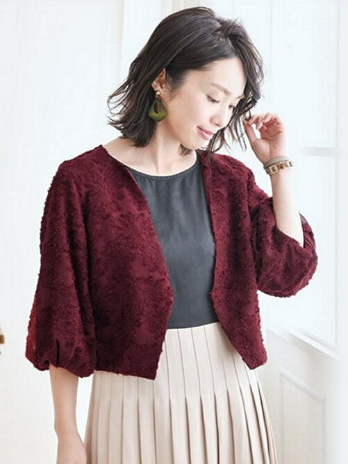 パーティードレス通販 Girl カットジャガードジャケット風ボレロ