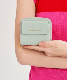 CHARLES & KEITH フロントポケット ジップアラウンドウォレット チャールズアンドキース 財布・ポーチ・ケース 財布 ブルー グリーン ブラック【送料無料】
