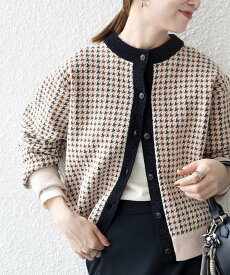 SHIPS any SHIPS any:＜手洗い可能＞モールヤーン クルーネック 千鳥柄 カーディガン シップス トップス カーディガン ベージュ【送料無料】