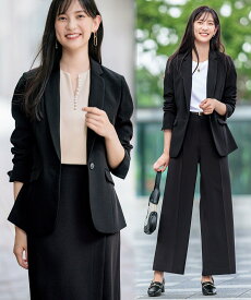 【SALE／39%OFF】GeeRA 【ジャケット+ブラウス+ワイドパンツ+スカート】洗えるストレッチスーツセット ジーラ スーツ・フォーマル セットアップスーツ ブラック ネイビー【送料無料】