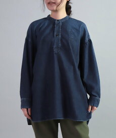 【SALE／30%OFF】OMNIGOD 5.5ozデニム スタンドカラースウェディッシュシャツ ドミンゴ トップス シャツ・ブラウス ブルー【送料無料】