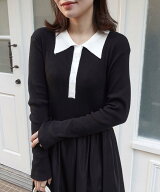 CORNERS ポロネックドッキングワンピース コーナーズ ワンピース・ドレス ワンピース ベージュ グレー ブ…