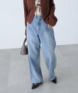 レーストリミングワイドストレートデニム