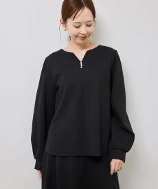 【SALE／30%OFF】ROPE' PICNIC パール付きポンチプルオーバー/セットアップ対応 ロペピクニック トップス カットソー・Tシャツ ブラック ブラウン ホワイト