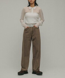 M TO R [PANTS]HIGHWAIST SEMIWIDE COLOR DENIM UNISEX アダムエロペ パンツ ジーンズ・デニムパンツ ブラウン カーキ ブルー【送料無料】