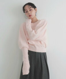 LIAN モヘアパフスリーブニット リアン トップス ニット グレー ピンク ホワイト グリーン【送料無料】