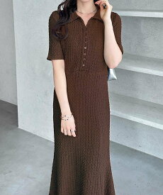 【SALE／40%OFF】GeeRA 全骨格細見え!表面感素材マーメイドワンピース ジーラ ワンピース・ドレス ワンピース ブラウン ネイビー ブラック ホワイト