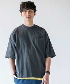 coen USAコットンリラックスシルエットポケットTシャツ コーエン カットソー Tシャツ グレー ホワイト ブラウン ピンク グリーン ブルー