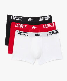 LACOSTE コットンクロックウェストトランクショーツ3パック ラコステ インナー・ルームウェア ボクサーパンツ・トランクス ブラック ブルー【送料無料】