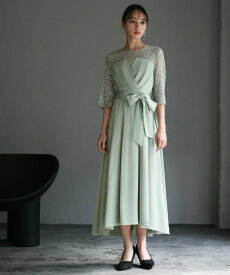 【SALE／12%OFF】GIRL レース切替えビスチェ風フレアロング丈 結婚式 ワンピース パーティードレス リバーフィールド アンド コー ワンピース・ドレス ドレス ブラック ベージュ ブラウン グレー ホワイト カーキグリーン【送料無料】