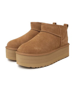 SHIPS WOMEN UGG:CLASSIC ULTRA MINI PLATFORM �V�b�v�X �V���[�Y�E�C �u�[�c �u���b�N �u���E���y���������z