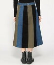 パッチワークのミディ丈フレアスカート