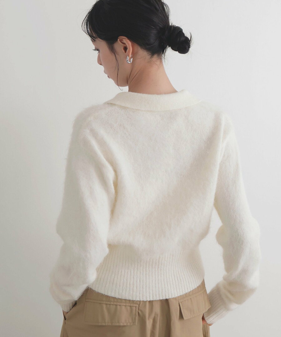 【SALE/15%OFF】LIAN シャギーポロニットカーディガン リアン トップス ニット グレー グリーン ピンク ホワイト【送料無料】 - メイン画像 15