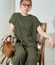 【SALE／45%OFF】FREAK'S STORE 限定展開 ハイツイスト フレンチ スリーブ セットアップ(Tシャツ・ワイドパンツ) フリークスストア トップス カットソー・Tシャツ ネイビー ブラック グリーン ブルー ブラウン